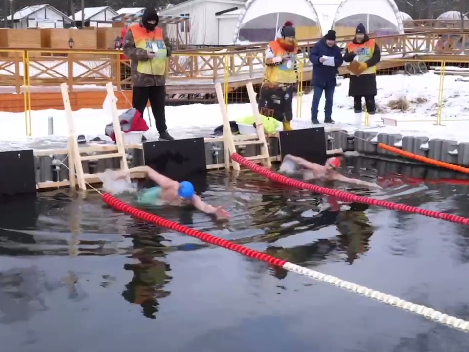 Ледяная вода Барского пруда стала испытанием для подмосковных моржей