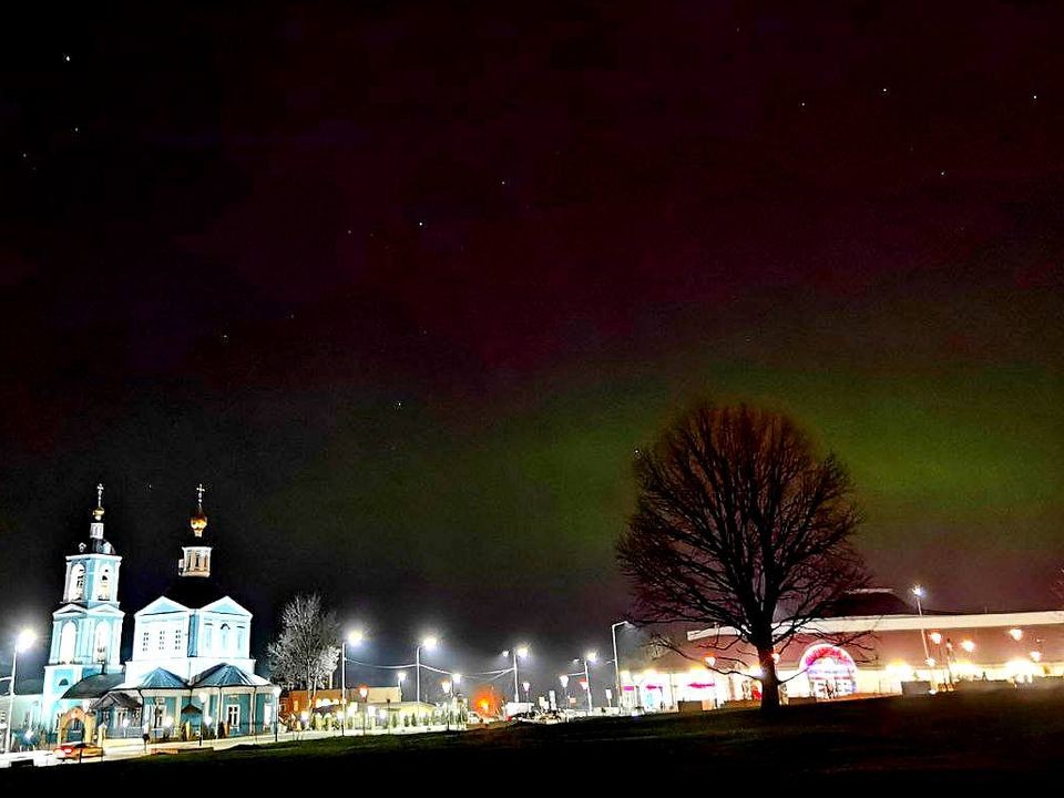 Полярное сияние в Подмосковье засняли из космоса