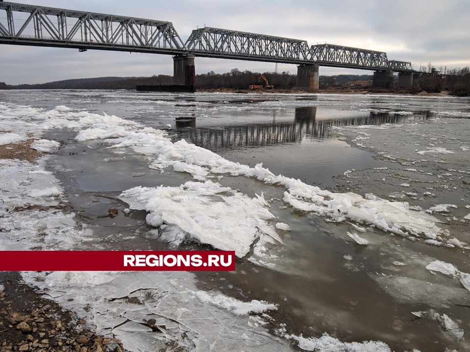 Ока в Серпухове удивила ранним ледоходом