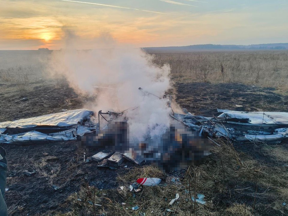 Опубликованы кадры с места крушения самолета в Подмосковье