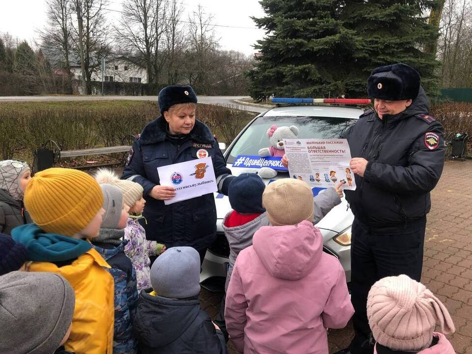 Полицейские научили маленьких пассажиров в Кашире правильно сидеть в детском кресле