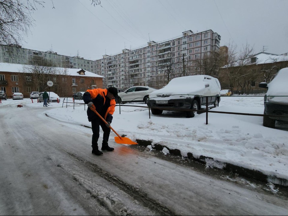 Жители Лобни поблагодарили дворника за качественную уборку