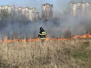 Спасатели потушили пожар на поле в микрорайоне Южный