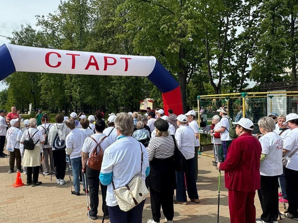Пенсионеры из Люберец и Дзержинского прогулялись с палками по парку в Люберцах