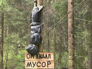 Мешок с торчащими сапогами обнаружили в Протвине на дереве