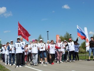 Сотня спортсменов преодолела маршрут скандинавской ходьбы в Серебряных Прудах