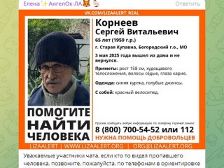 Уехавшего на красном велосипеде мужчину ищут в Богородском округе