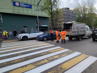 В Пушкино в преддверии Дня Победы обновили разметку на Московском проспекте