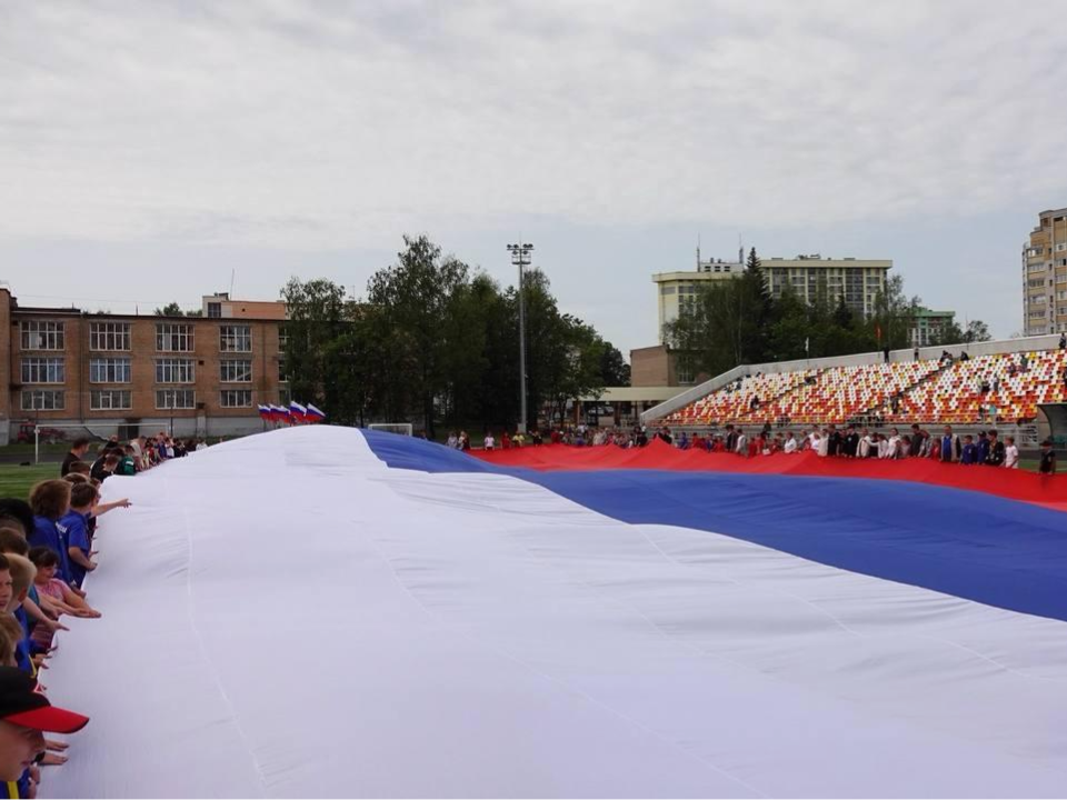 В День России жителей Сергиева Посада объединил гигантский триколор