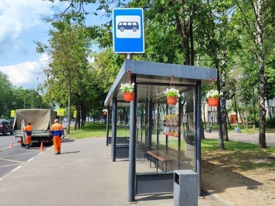 Остановки в Пушкино украсили живыми цветами