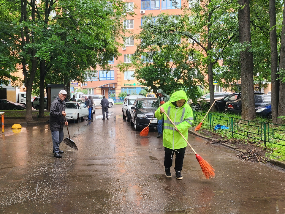 Во дворах на улице Марины Расковой убрали сухие ветки и мусор