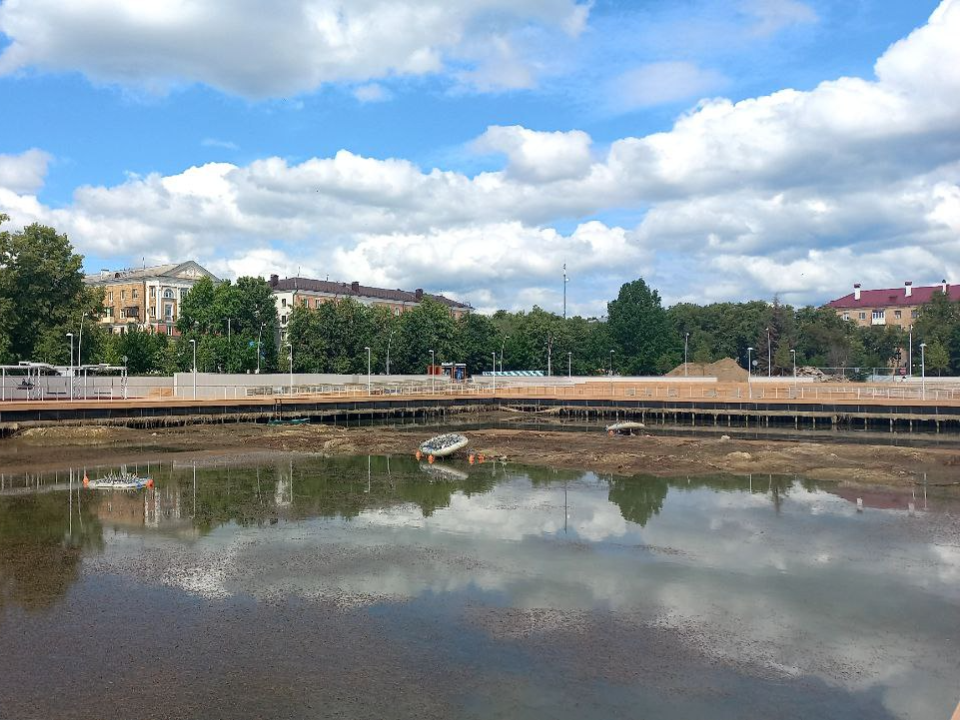 В самом центре Электростали из пруда ушла вода