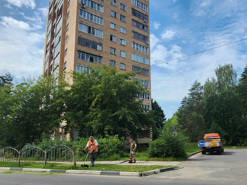 В Протвине коммунальные службы скосили траву на улице Ленина