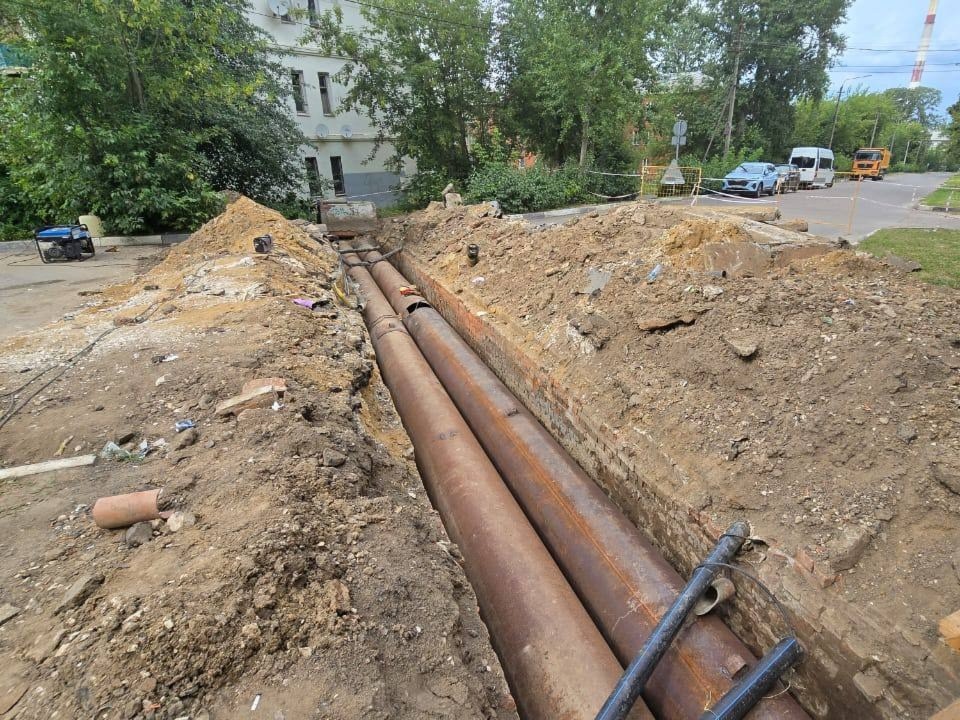 Полсотни метров ветхих теплосетей заменили на улице Московской в Кашире