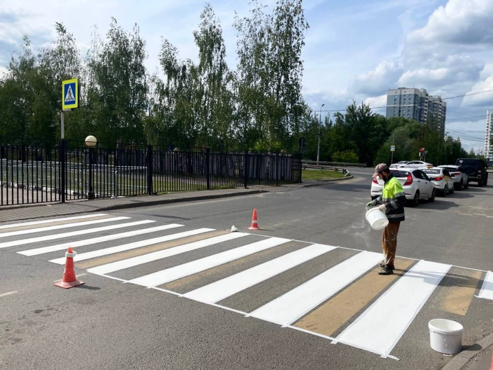 В Лобне обновили разметку на более чем 50 пешеходных переходах