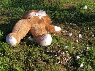 В Дрожжине во дворе МКД дети распотрошили игрушку и вызвали «снег»