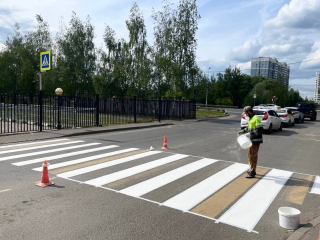 В Лобне обновили разметку на более чем 50 пешеходных переходах