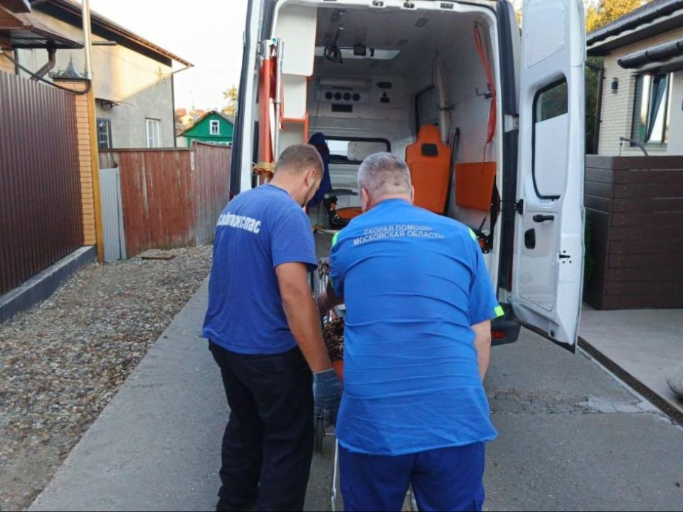 Спасатели перенесли пенсионерку с переломом в машину скорой помощи в Коломне