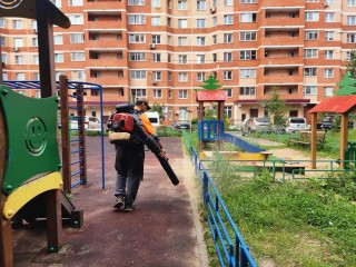 Во Фрязине пропылесосили детскую площадку в проезде Павла Блинова