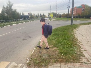 Картонные школьники в Бронницах напоминают водителям снижать скорость у «зебр»