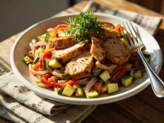 Кето-рецепт быстрого ужина: куриный салат с кабачками и сыром