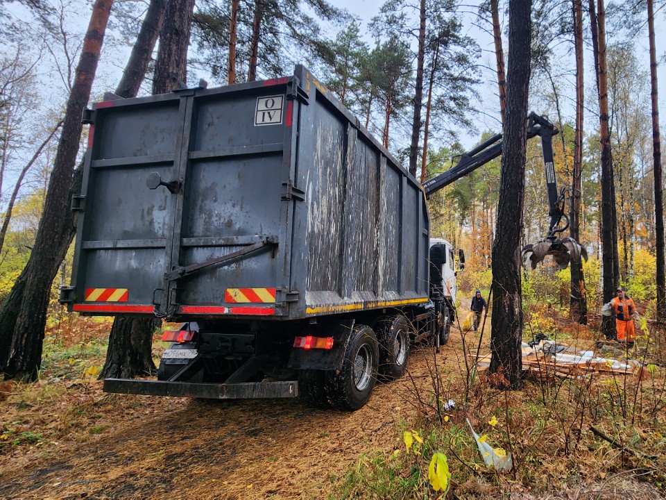 В Истре поймали водителя, выгрузившего грузовик строймусора в лесу