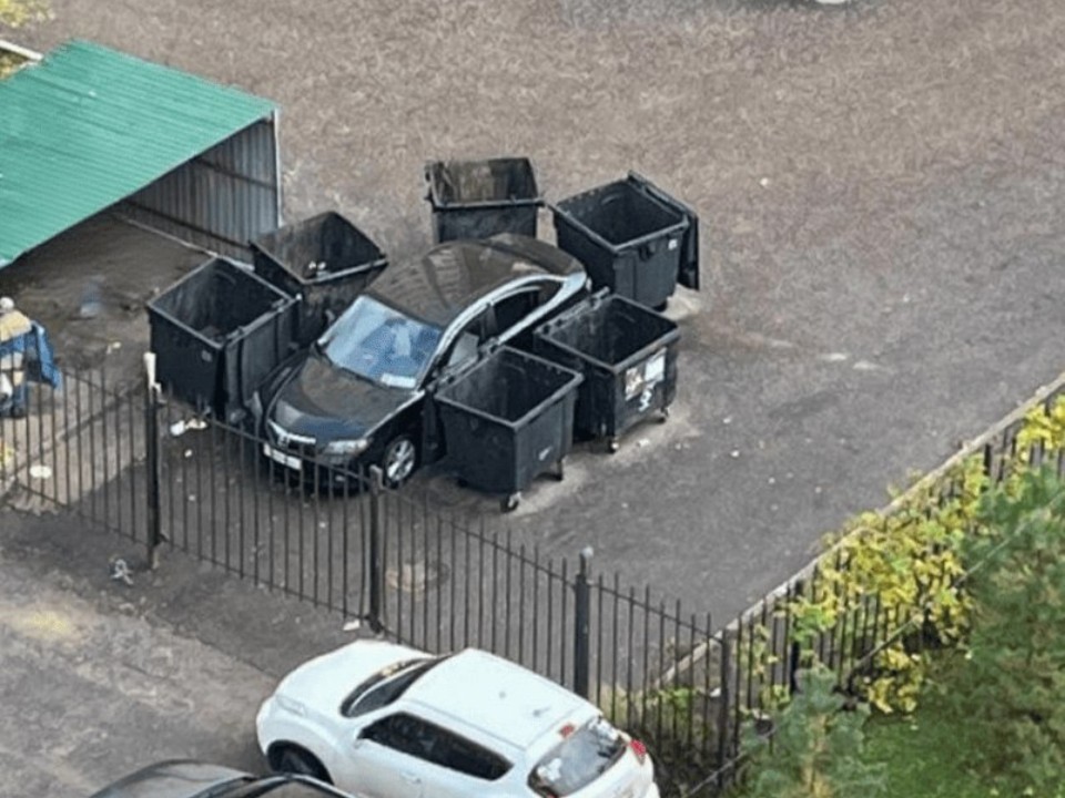Нарушитель правил парковки попал в мусорный капкан в Звенигороде