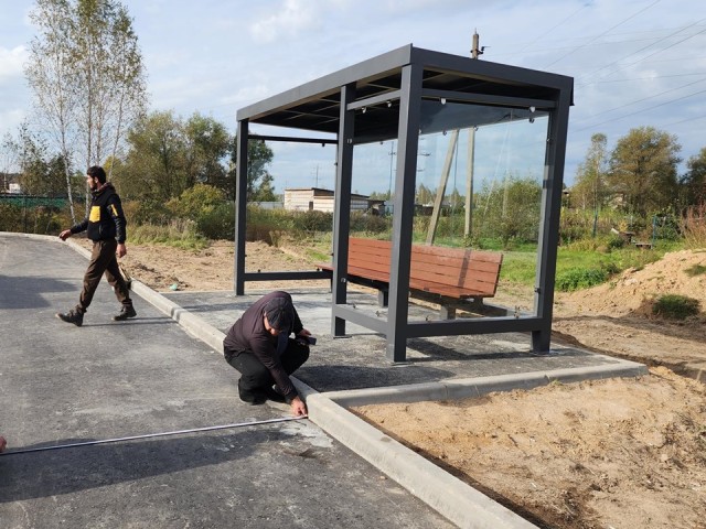 В Чеховском округе для нового маршрута установили автобусную остановку
