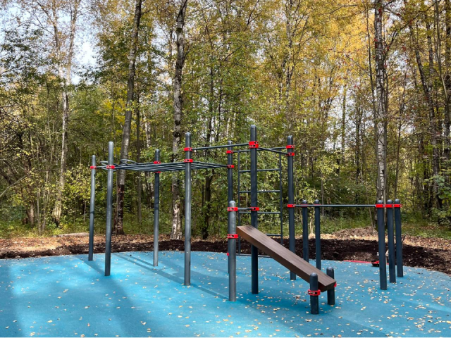 Новую спортивную площадку установили в сквере на улице Борисова в Лобне