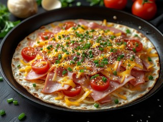 Вкуснейший завтрак за 15 минут: лаваш с яйцом, ветчиной и сыром