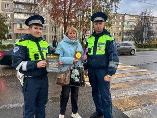 Автоинспекторы раздали жителям фликеры и советы по сохранению жизни