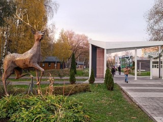 Рабочие восстанавливают поврежденный отрезок электрокабеля в центральном парке