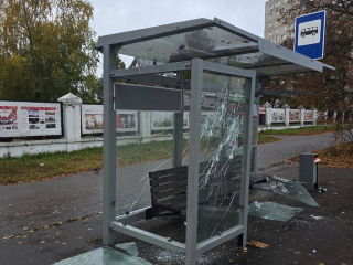 В Жуковском по камерам поймали вандалов, разбивших автобусную остановку на ул. Гагарина