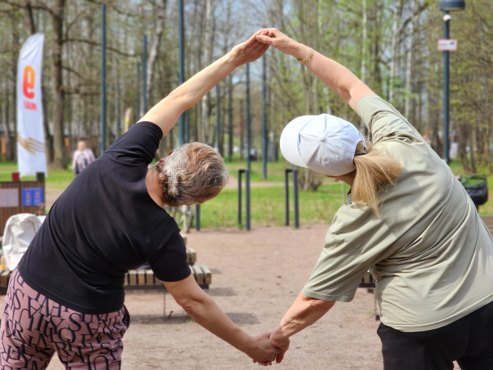 Пенсионерки смогут развить гибкость на тренировке по гимнастике во Фрязинском лесопарке
