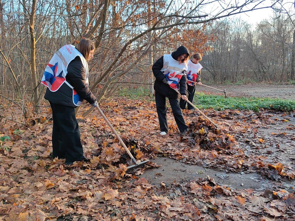 Щелковские волонтеры навели чистоту возле досугового центра «Навигатор»