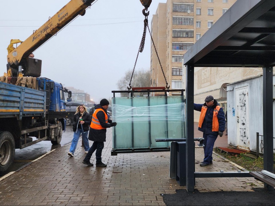 Новый автобусный павильон установили в центре Рузы