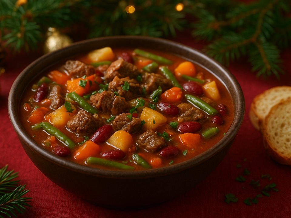 Новогодний теплый хит: сытный айнтопф с говядиной и фасолью на холодные вечера
