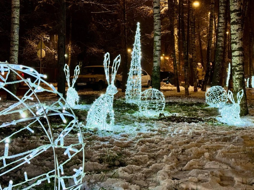 Зайцы, олени и медведи: в Дубне начали оформлять улицы к Новому году
