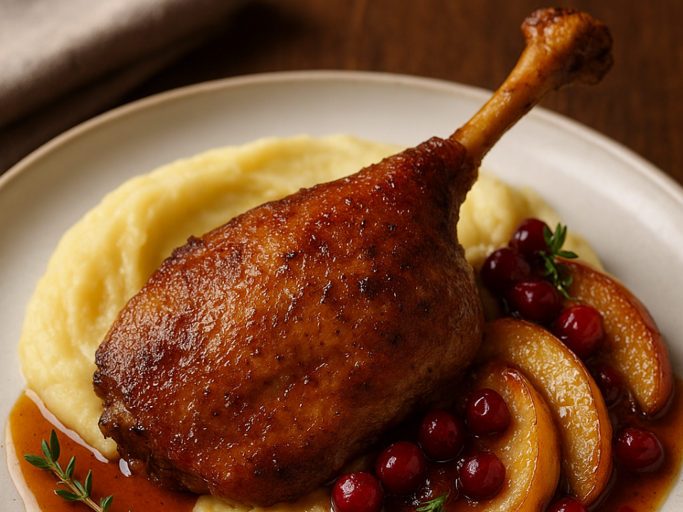 Утиные ножки конфи с яблочно-брусничной глазурью: мясо, которое муж не отпустит с тарелки