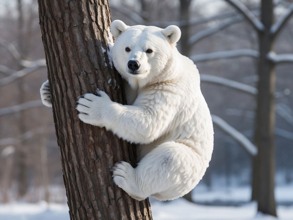 В лесопарке «Высота» в Видном поселился снежный мишка