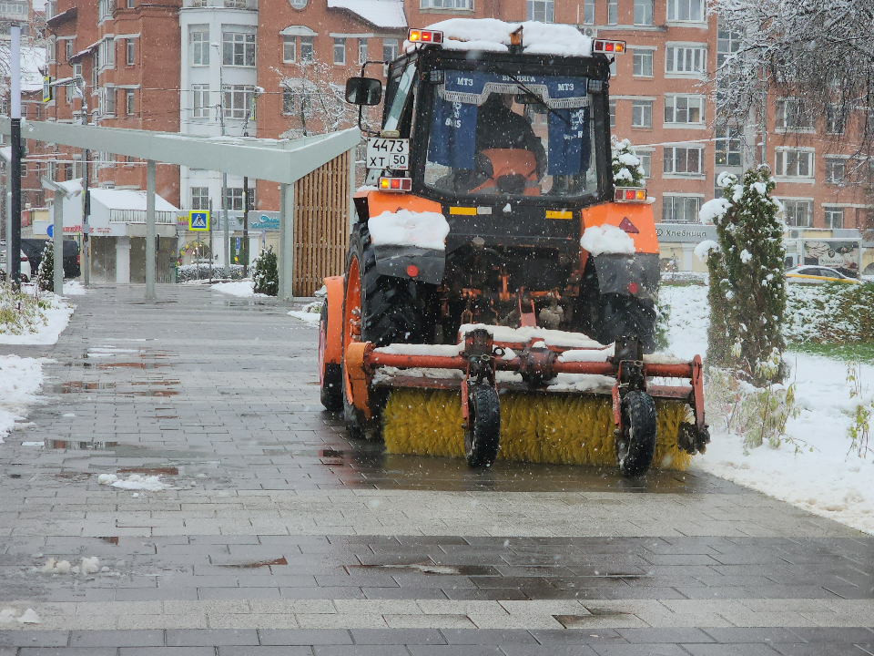 Парки Лобни полностью расчистили от первого снега