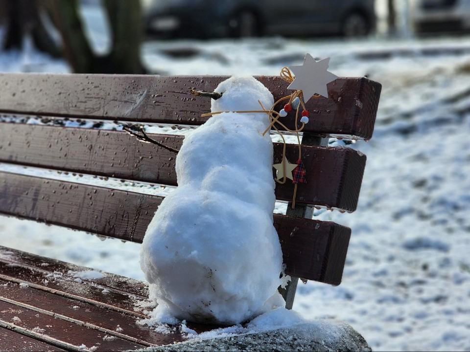 Первого в Подмосковье «осеннего» снеговика слепили в Рузском округе