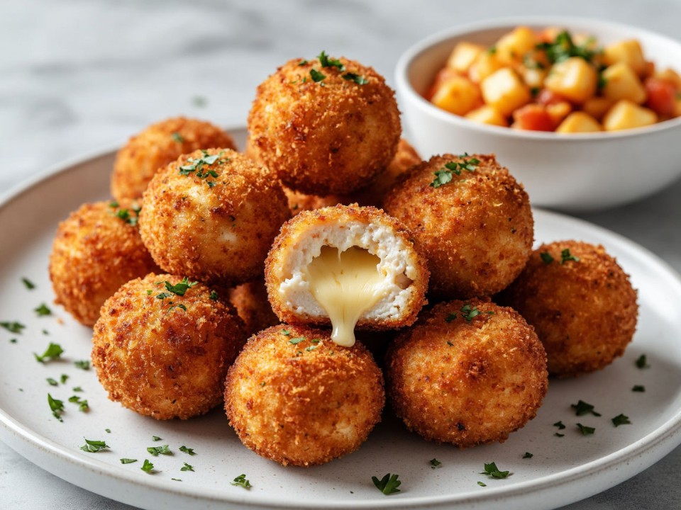 Дети в восторге, мама довольна: как приготовить куриные шарики с тягучим сыром