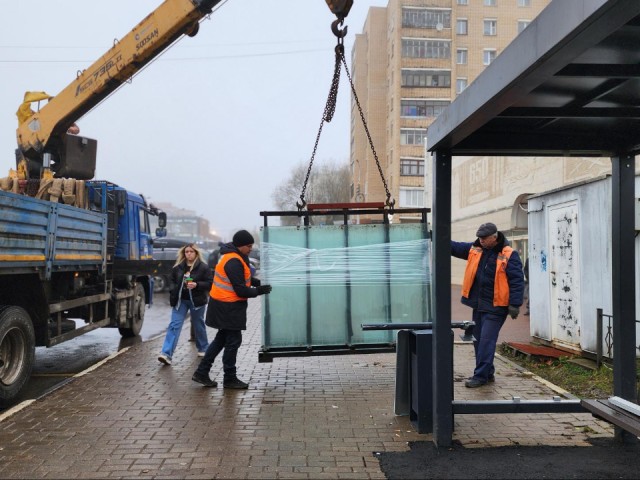 Новый автобусный павильон установили в центре Рузы