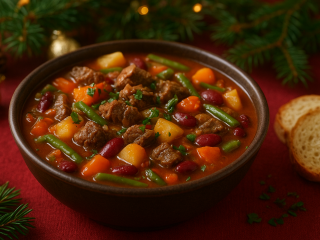 Новогодний теплый хит: сытный айнтопф с говядиной и фасолью на холодные вечера