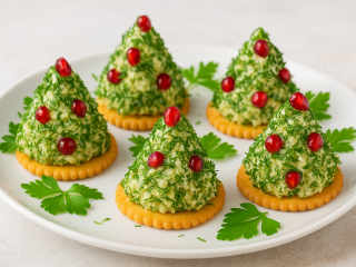 Новогодний стол без мороки: куриные мини-елочки на крекерах — станут хитом у гостей
