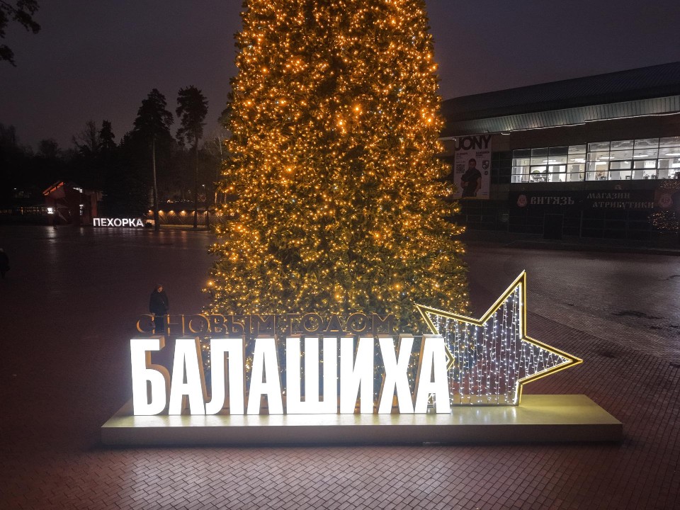 На центральной площади Балашихи установили главную новогоднюю елку