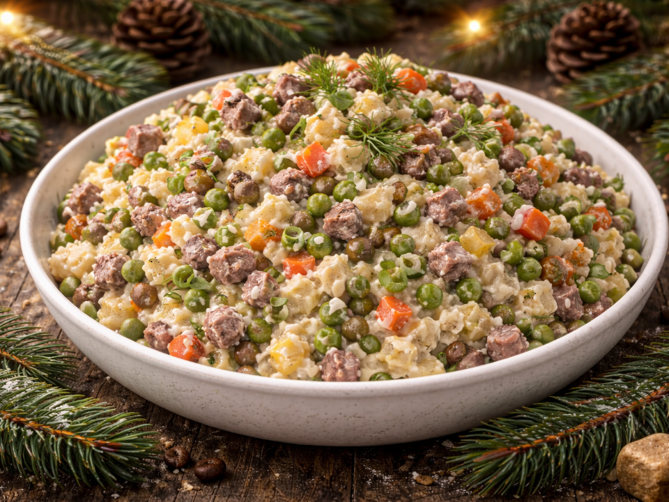 Не колбаса и не курица: «Оливье» с говядиной выглядит дороже классики — в чем секрет вкуса