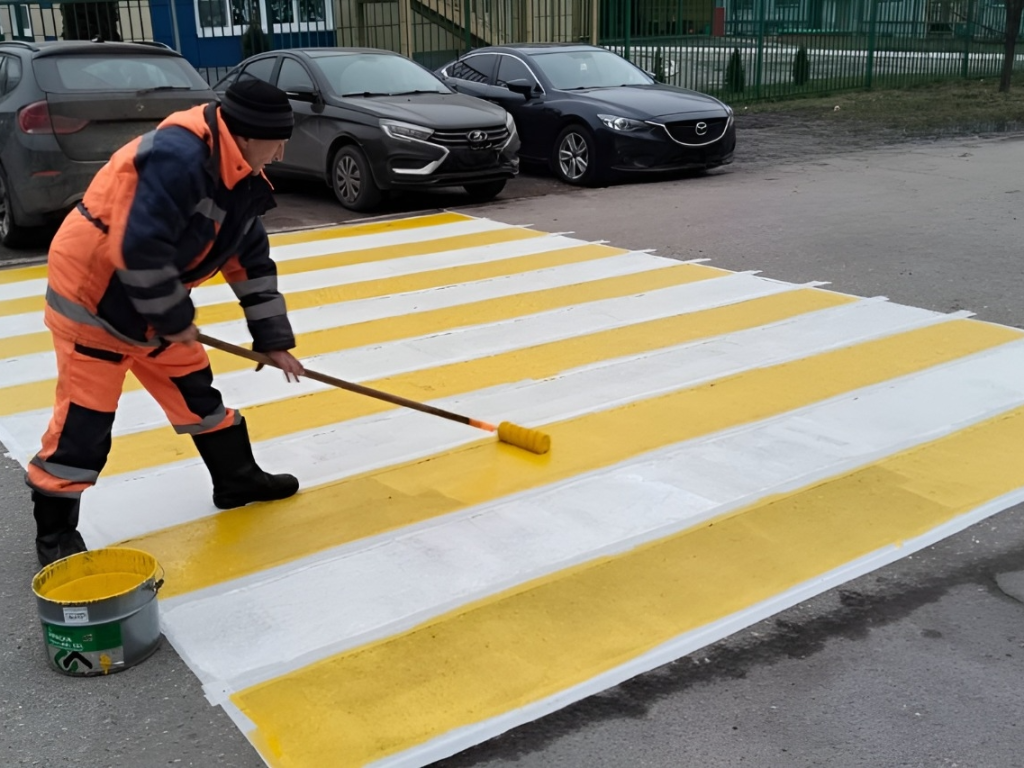 В Калининце возле детского сада обновили дорожную разметку для безопасности пешеходов