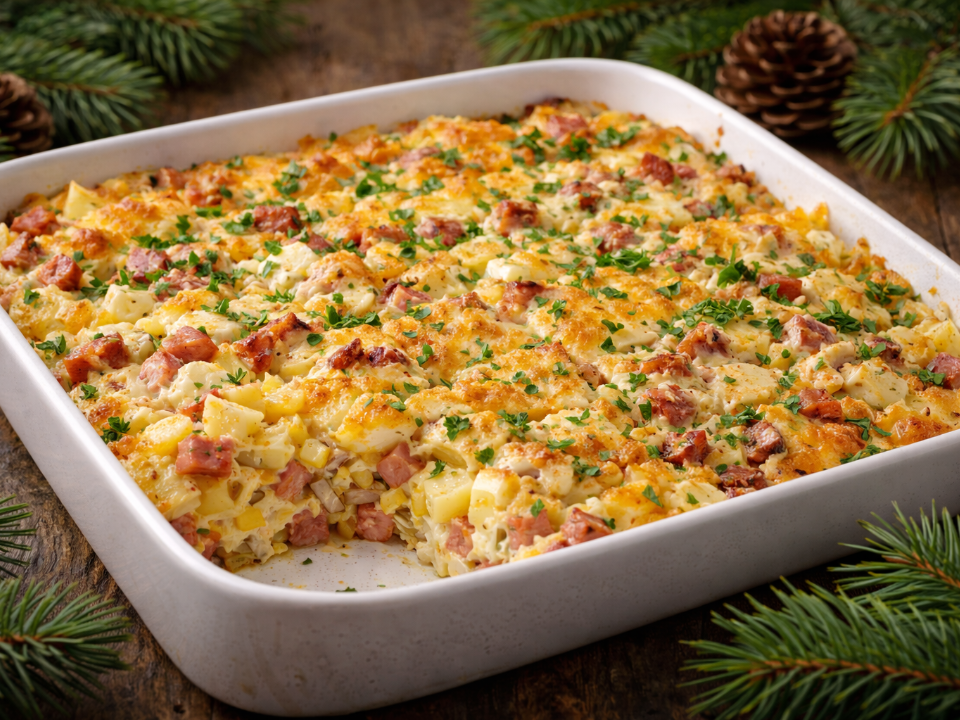 Все любимые вкусы в одном блюде: картофельная запеканка с колбасой и золотистым верхом